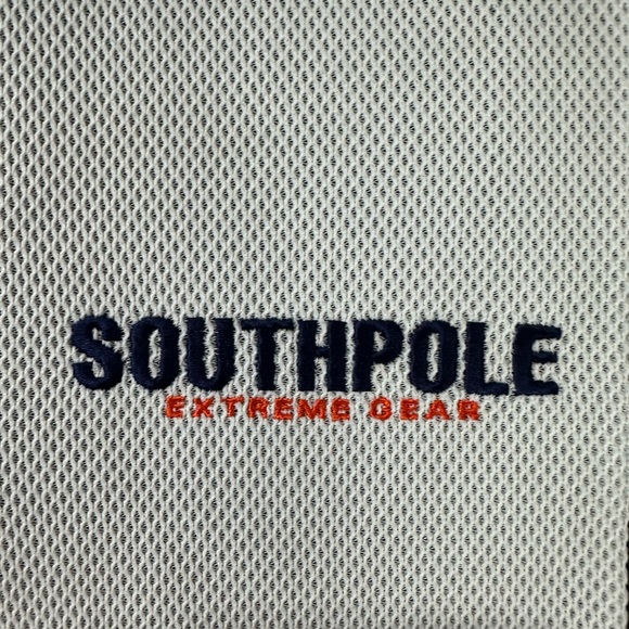 VINTAGE Y2K BAGGY SOUTHPOLE EXTREME GEAR WHITE POLO SHIRT EMBROIDERED WHITE/NAVY - Picture 5 of 10